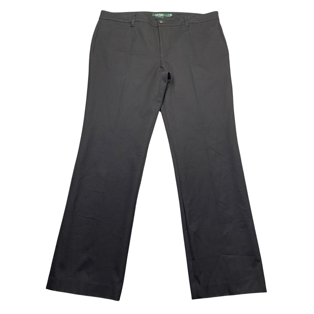 Lauren Ralph Lauren Adelle Black Straight Leg Dress Pants Women Sz 16 Stretch